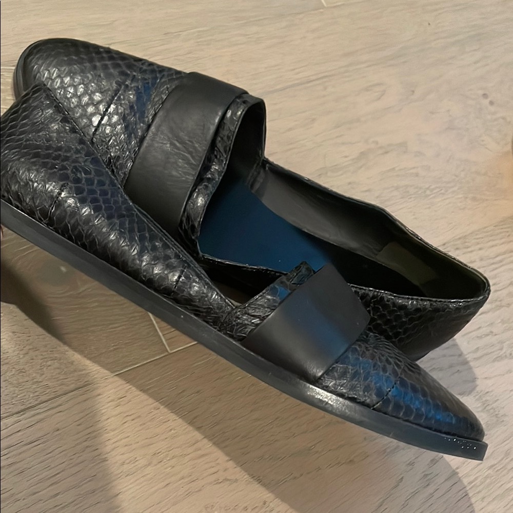 Vince Black Leather Loafers with Textured Design